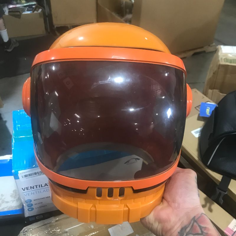 Photo 3 of Astronaut Orange Helmet with Movable Visor Pretend Play Toy Set for School Classroom Dress Up