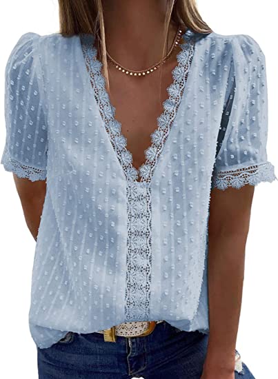 Photo 1 of Astylish Womens Lace V Neck Tunic Tank Tops Casual Sleeveless Shirt Blouse
