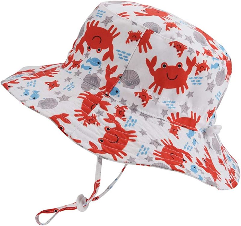 Photo 1 of Baby Sun Hat Adjustable - Outdoor Toddler Swim Beach Pool Hat Kids UPF 50+ Wide Brim Chin Strap Summer Play Hat
(Size 2-3t)