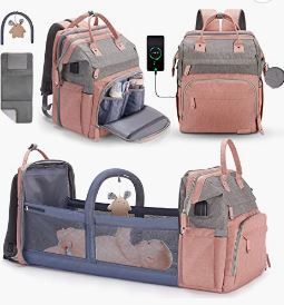 Photo 1 of Diaper Bag Backpack with Changing Station, Baby Bag for Boys & Girls,Waterproof Changing Pad, Sunshade and Toy Bar
