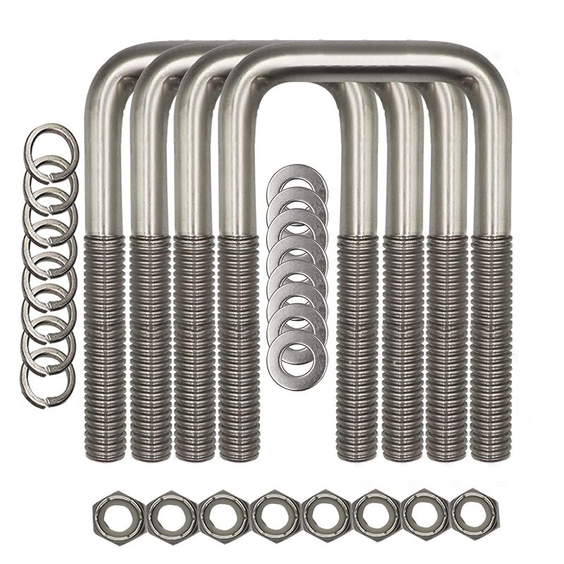 Photo 1 of (4) Stainless Steel Square U-Bolt 1/2" D x 2 1/16" W x 4 3/4L" Boat Trailer Ubolts with Washers and Nuts,Replacement Parts and Accessories for Automobiles Trailer, Ski Boat, or Sailboat Trailer
