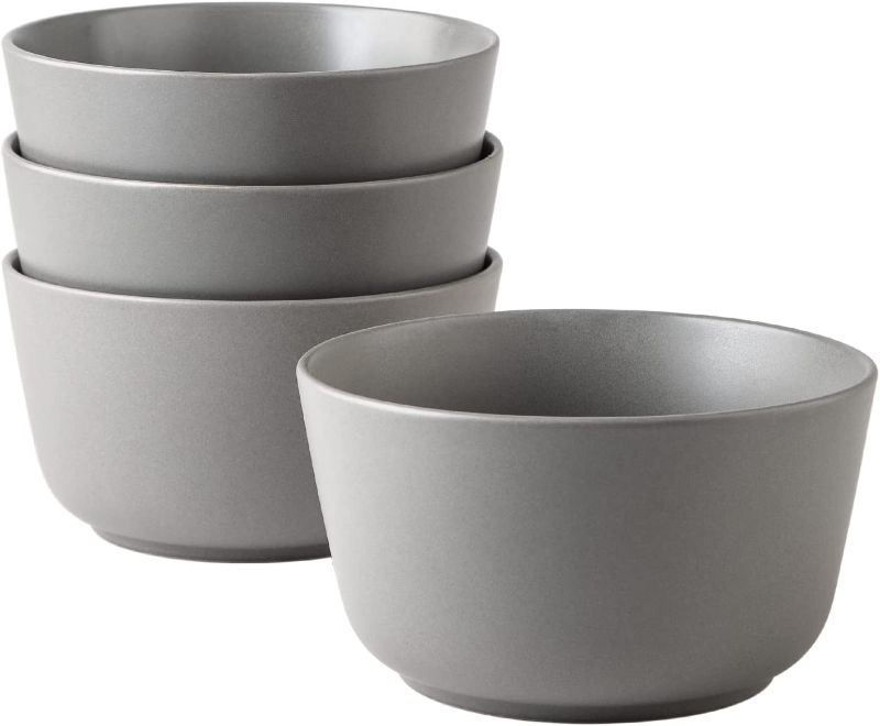 Photo 1 of AmorArc Cereal Bowls Set for Kitchen, 26 ounce Large Ceramic Soup Bowls Set of 4 for Salad Snacks Soup Cereal, Chip-Resistant Kitchen Bowls, Matte Gray
