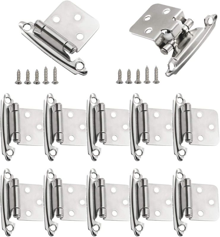 Photo 1 of 12 Pack 1/2'' Overlay Cabinet Hinges, Self Closing Overlay Kitchen Cabinet Hinges with Stainless Steel Screws, Satin Nickel
