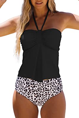 Photo 1 of Beachsissi Women's Two Piece Swimsuit Halter Neck Leopard Print Tankini Sets
SIZE MEDIUM 