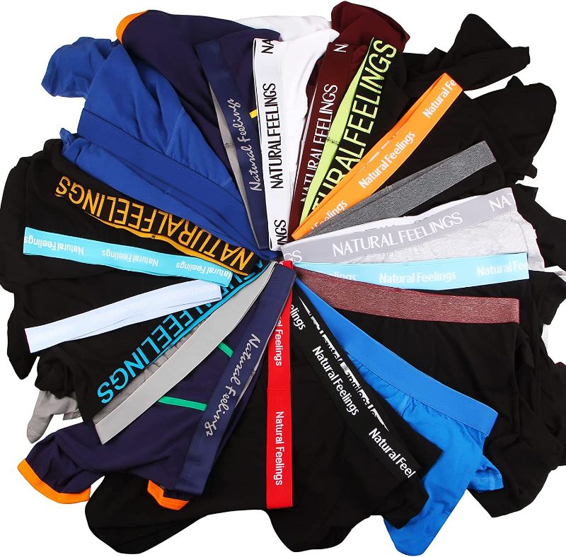 Photo 1 of 5 PACK Natural Feelings Boxer Briefs Mens Underwear Men Pack Soft Cotton Open Fly Underwear- MEDIUM 

