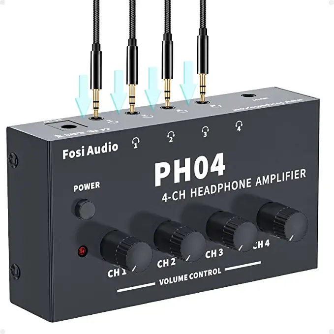Photo 1 of Fosi Audio PH04 4 Channel Headphone Amplifier Stereo Audio Amp with 12V 1.5A Power Adapter Ultra-Compact Portable Headphone Splitter for Studio and Stage
