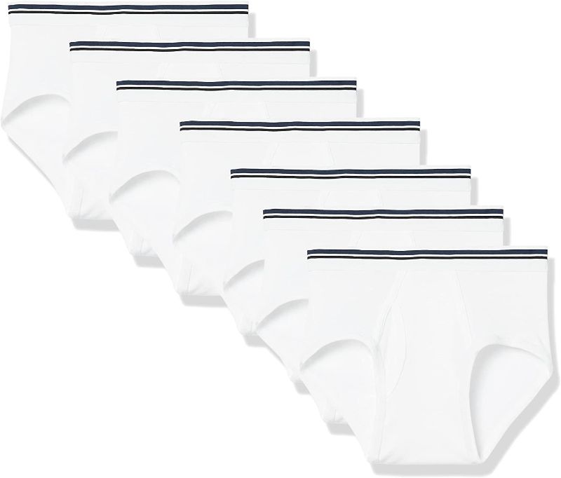 Photo 1 of Amazon Essentials Men's Tag-Free Cotton Briefs, Pack of 7
SIZE L