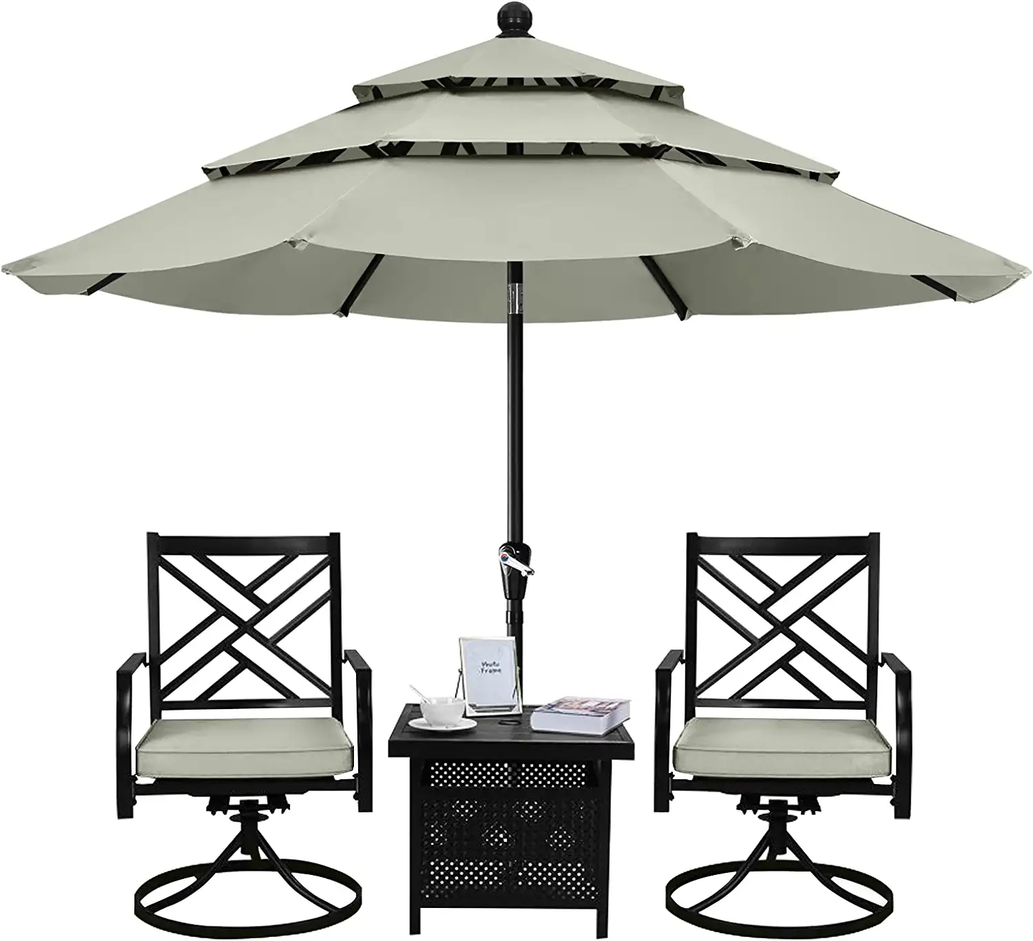 Photo 1 of ABCCANOPY Patio Umbrellas 3-Tiers 9FT (Light Gray)
