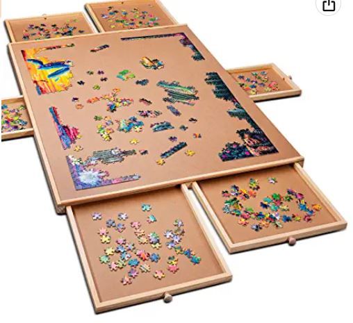 Photo 1 of 1500 Piece Wooden Jigsaw Puzzle Table - 6 Drawers, Puzzle Board | 27” X 35” Jigsaw Puzzle Board Portable - Portable Puzzle Table | for Adults and Kids
