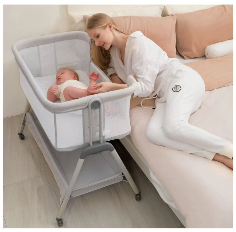 Photo 1 of ANGELBLISS Baby Bassinet Bedside Sleeper, Easy Folding Portable Bassinet for Baby with Wheels, Adjustable Height, Included Mattress
