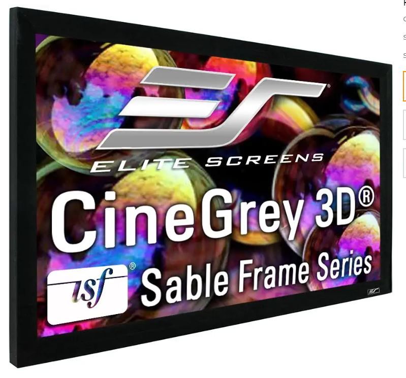 Photo 1 of Elite Screens Sable Frame CineGrey 3D, 120-inch Diagonal 16:9, 8K 4K Ultra HD Ready Ceiling and Ambient Light Rejecting Fixed Frame Projector Screen, CineGrey 3D Projection Material, ER120DHD3
