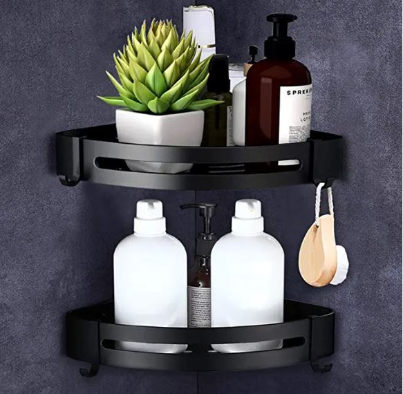 Photo 1 of 2 Layer Shower Corner Shelves, Adhesive Shelf Shower Organizer, Bathroom Corner Shower Caddy, Wall Corner Shelf-No Drilling (Height:1.8inch)
