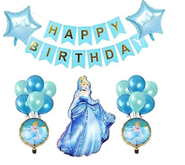 Photo 1 of 18PCS Cinderella Balloons Set for Kids Birthday Baby Shower Princess Theme Party Decorations
