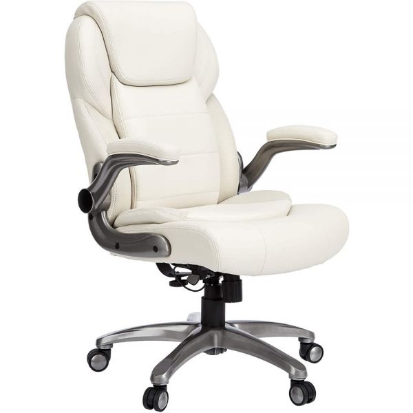 Photo 1 of Commercial Ergonomic High-Back Bonded Leather Executive Chair with Flip-Up Arms and Lumbar Support