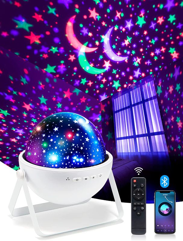 Photo 1 of One Fire Kids Night Light Projector, 48 Light Modes Star Lights for Bedroom, 360°Rotation Kids Night Lights for Bedroom, Bluetooth Speaker Night Light for Kids Room Lights, Dimmable Timer Star Light
