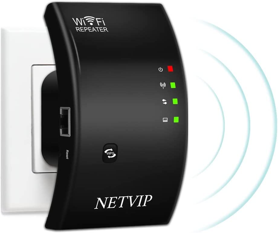 Photo 1 of NETVIP N300 WiFi Extender WiFi Signal Boosters for Home, 2.4GHz WiFi Booster to Extend WiFi Internet Connection Range, Superboost Wireless Repeater with Ethernet Port and WPS Button
