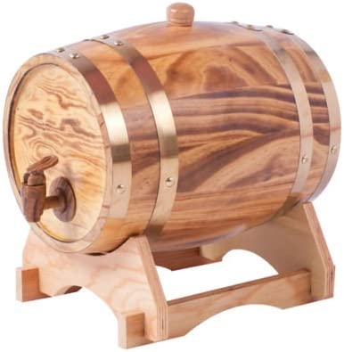 Photo 1 of 1.5L Oak Aging Barrels Whiskey Barrel Dispenser Home Wine Bucket Whiskey Barrel for Wine, Spirits, Beer, and Liquor Light Yellow (with baked oak chips)
