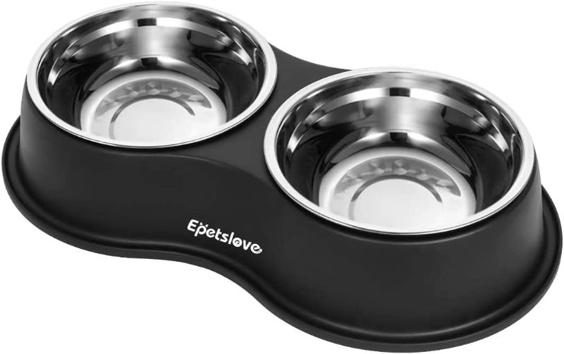 Photo 1 of Dog Bowls Double Dog Water and Food Bowls Stainless Steel Bowls with Non-Slip Resin Station, Pet Feeder Bowls for Puppy Medium Dogs Cats
