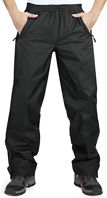 Photo 1 of 33,000ft Men's Rain Pants, Waterproof Rain Over Pants, Windproof Outdoor Pants for Hiking, Fishing - Size Sm