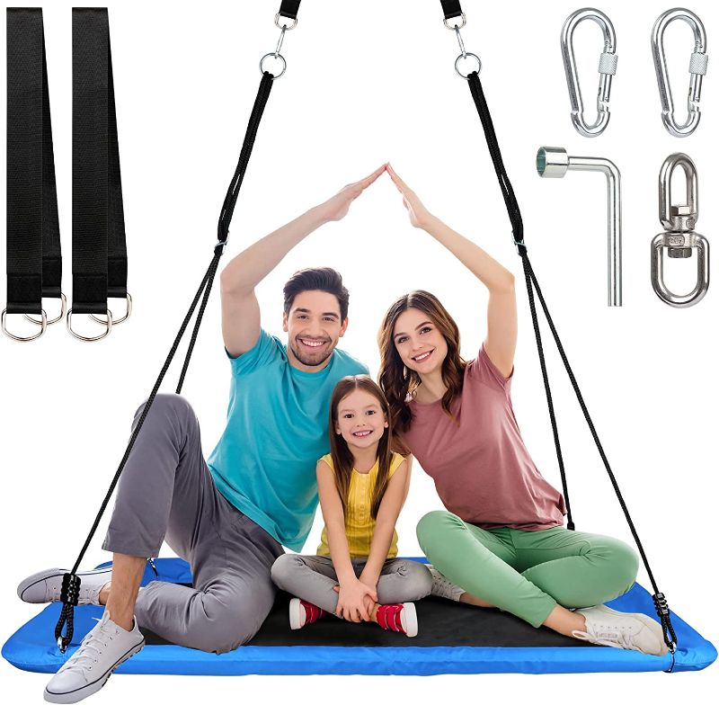 Photo 1 of 700lb Giant 60" Platform Tree Swing for Kids and Adults Waterproof with Durable Steel Frame and 2 Hanging Straps - Swing Supplies by WISKEPP
