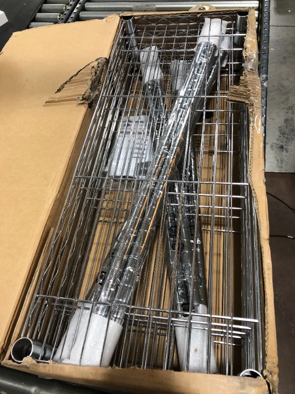 Photo 1 of Amazon Basics 5-Shelf Adjustable, Heavy Duty Storage Shelving Unit (350 lbs loading capacity per shelf), Steel Organizer Wire Rack, Chrome (36L x 14W x 72H)
