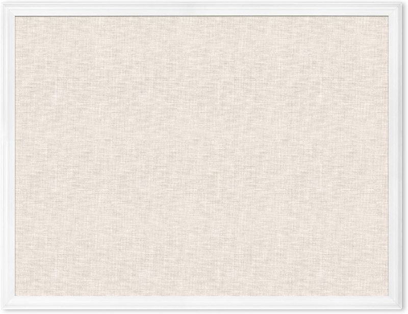 Photo 1 of U Brands Linen Cork Linen Bulletin Board, 30 x 40 Inches, White Wood Frame (2917U00-01)
