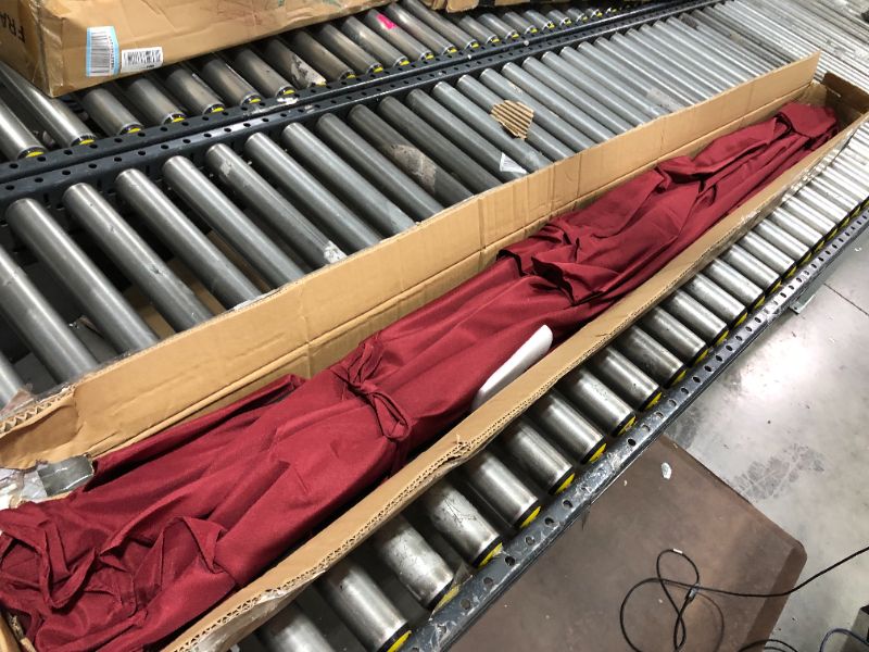 Photo 1 of 11 ft. Fiberglass Collar Tilt Double Vented Patio Umbrella in Burgundy Pacifica