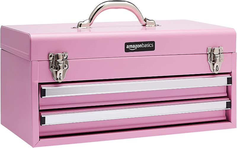 Photo 1 of Amazon Basics 2-Drawer Steel Organization Chest - Pink Powder Coated Finish
