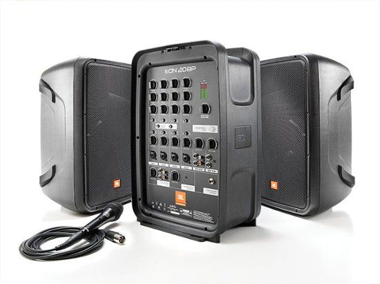 Photo 1 of JBL - EON208P 8" 2 way PA System with Integrated 8 Channel Mixer and Microphone - Black
