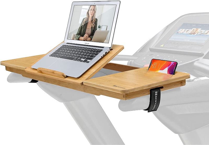 Photo 1 of Nnewvante Treadmill Desk Attachment Bamboo Walking Laptop Holder Workstation Ergonomic Adjustable Desktop Laptop Tray for Treadmill
