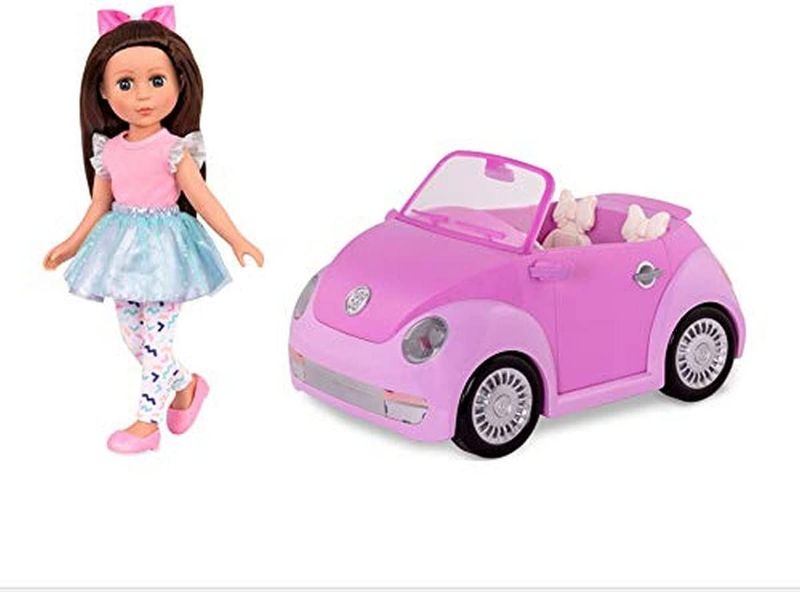 Photo 1 of Glitter Girls Doll & Vehicle Playset – Purple Convertible Car & 14-inch Poseable Doll Candice – Rolling Wheels, Opening Doors, Trunk & Interior Storage – Toys, Clothes, and Accessories for Ages 3+
