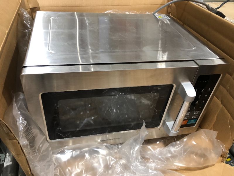 Photo 2 of AmazonCommercial Microwave Oven with Membrane Control, Stainless Steel, 1000-Watts, 1.2 Cubic Feet