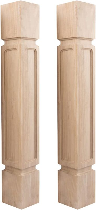 Photo 1 of 35 1/2-inch H 5-inch W 5-inch D Cabinet Columns, Btowin 2Pcs Unfinished Square Rubberwood Replacement Island Legs for Large Dining Table & Kitchen Table
