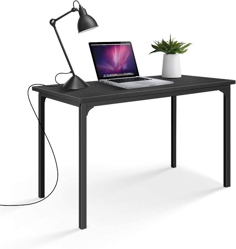 Photo 1 of YSSOA Modern Design, Simple Style Table Home Office Computer Desk for Working, Studying, Writing or Gaming, 47" D x 23.6" W x 29.5" H, Black
