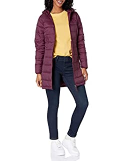 Photo 1 of Amazon Essentials Women's Lightweight Water-Resistant Hooded Puffer Coat, Burgundy, Large