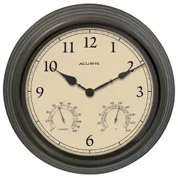 Photo 1 of 24" Metal Outdoor / Indoor Wall Clock with Illuminated Face, Thermometer and Humidity - Bronze Finish - Acurite

