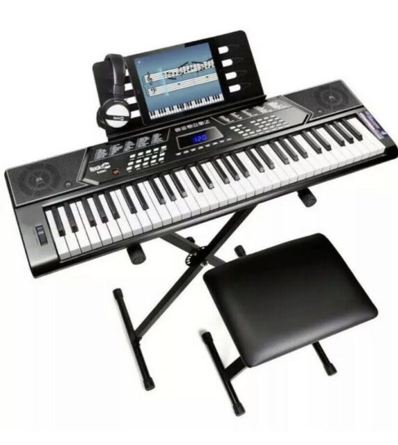 Photo 1 of RockJam 61 Key Keyboard Piano With Pitch Bend Kit Stand Full-size
