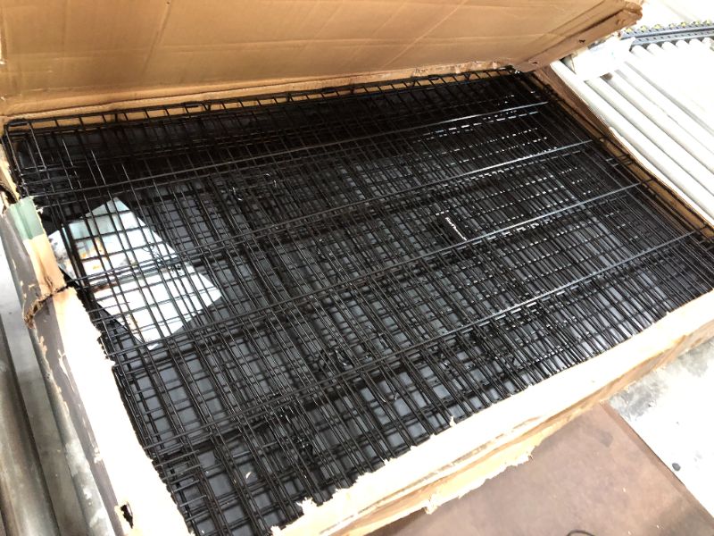 Photo 2 of 42 Inch Dog Crate - Folding Metal Dog Cage with 2 Doors (Front & Side), Chew Resistant Plastic Base Tray & Carrier Handle, Pet Crates for Small, Medium & Large Dogs, Perfect for Puppy Training - Black
