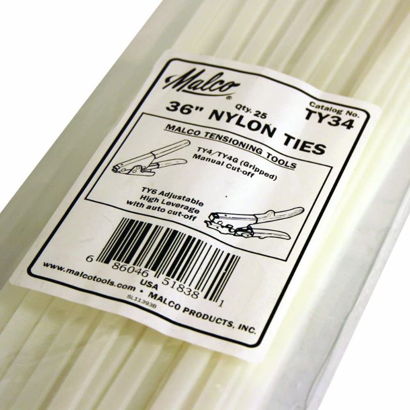 Photo 1 of Malco TY34 25 Quantity Pack Nylon Ties 36-Inch for Flex Duct Installations