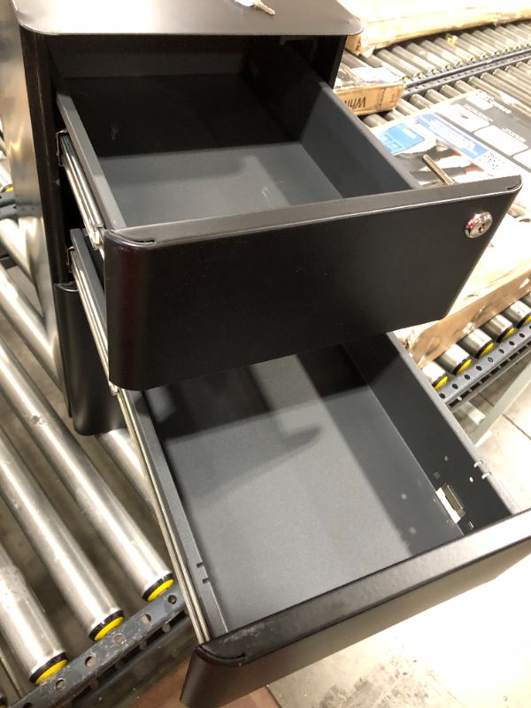 Photo 1 of DEVAISE 3-Drawer Slim File Cabinet, Vertical Filing Cabinet, Fully Assembled Except Casters, Black
