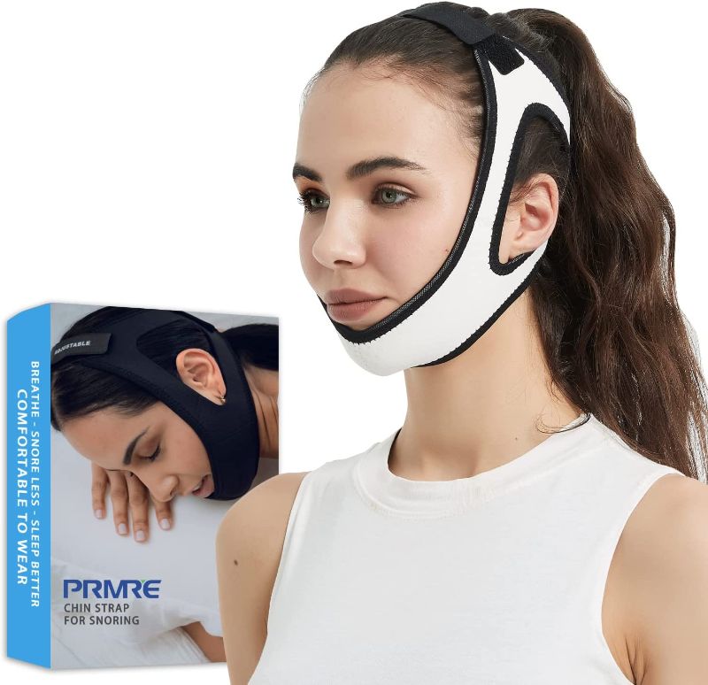 Photo 1 of Anti Snoring Chin Strap for CPAP Users | Breathable and Double Adjustable Snoring Solution Stop Snoring Chin Strap | Sleep Chin Strap for for Men and Women (White)
