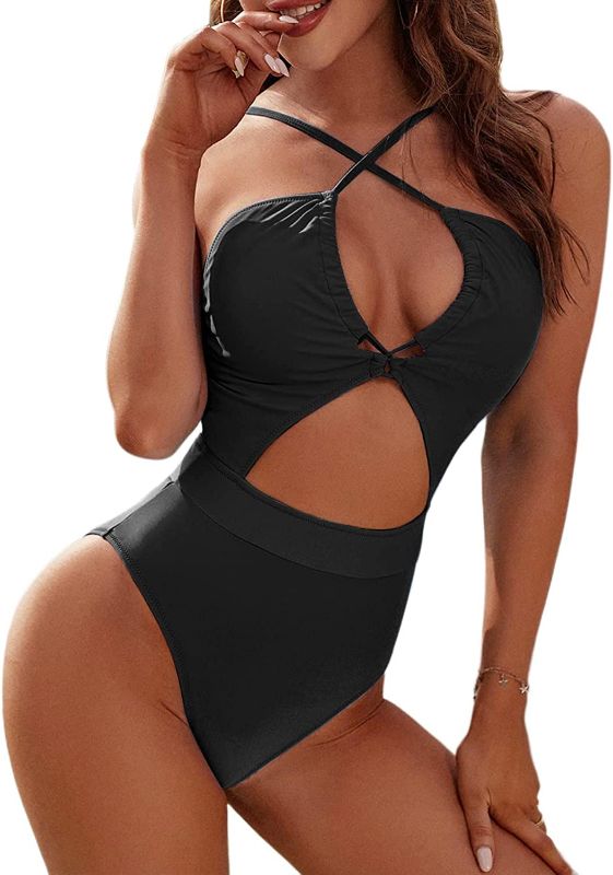 Photo 1 of Blooming Jelly Women's High Waisted Sexy Monokini One Piece Swimsuits Cut Out Swimwear Color Block Bathing Suit
(Size XL) 