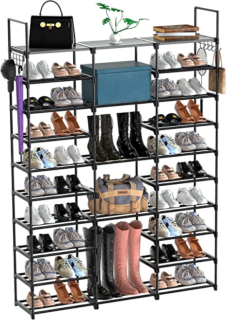 Photo 1 of 10 Tier 50 Pairs Large Shoe Rack Shoe Organizer,Tall Stackable Shoe Shelves Shoe Stand,Vertical Black Metal Boots & Sneaker Storage Big Shoe Tower Zapateras Organizer For Garage Bedroom Closet
(Factory sealed open for picture) 