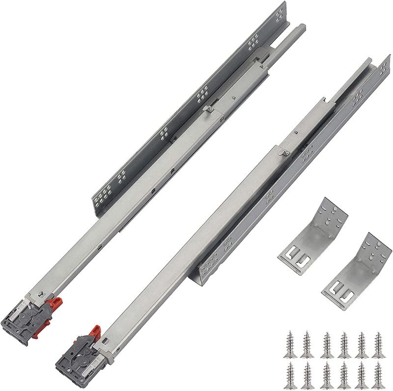 Photo 1 of Under Mount Drawer Slides 12 inch (1 Pair), Full Extension Soft Close Concealed Drawer Runners, Come with Mounting Screws and Brackets
