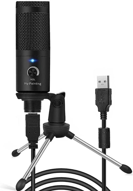 Photo 1 of Piy Painting USB Microphone, 192kHz/24bit Condenser Studio Mic Recording Microphone Plug&Play Compatible with PC Laptop Computer Microphone for Podcasting Gaming Streaming V2.4
