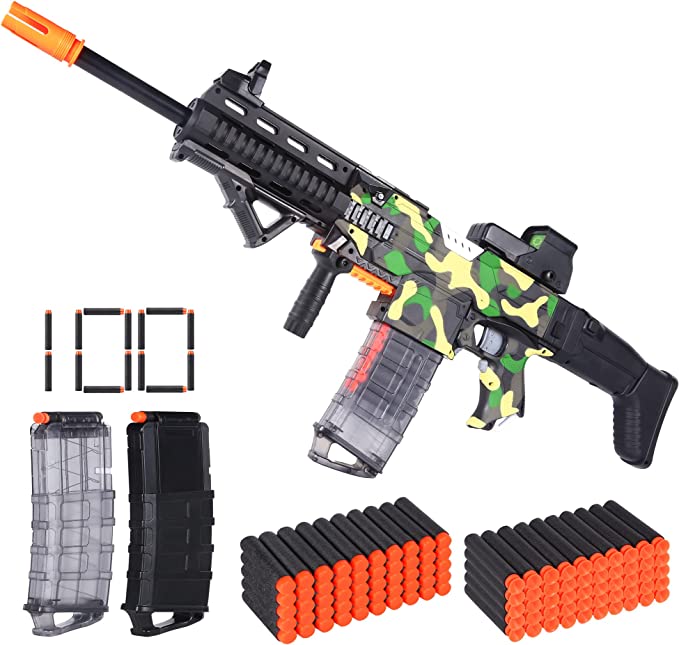 Photo 1 of COOLFOX Electric Automatic Toy Gun for Nerf Guns Sniper Soft Bullets [Shoot Faster] Camouflage Burst Soft Bullets Toy Gun for Boys,Toy Foam Blasters & Guns with 100 Nerf Sniper Darts, Gifts for Kids
