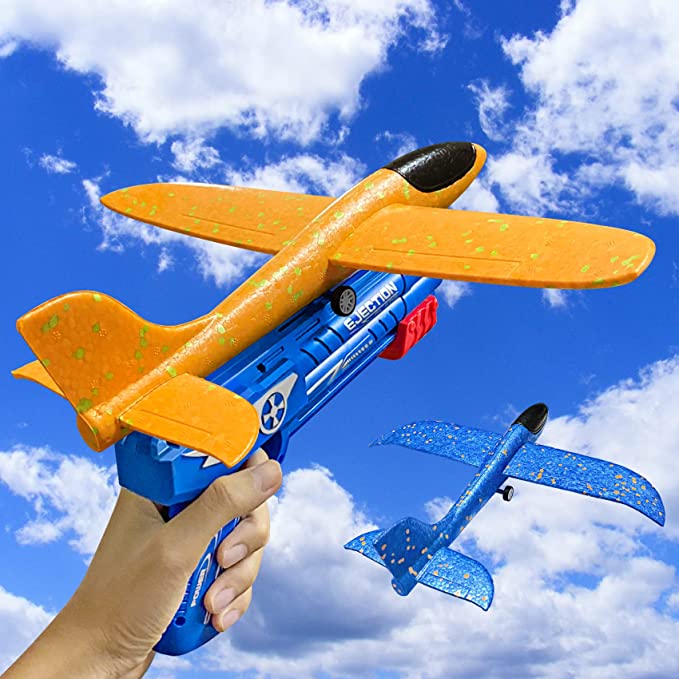 Photo 1 of 2 Airplane Toy Flying Toy for Kids One-Click Ejection Mode Glider Catapult Plane Large Throwing Foam Plane Launcher Gun Shooting Game Indoor Outdoor Gifts for 3 4 5 6 7 8 9 Years Old Boy & Girls
