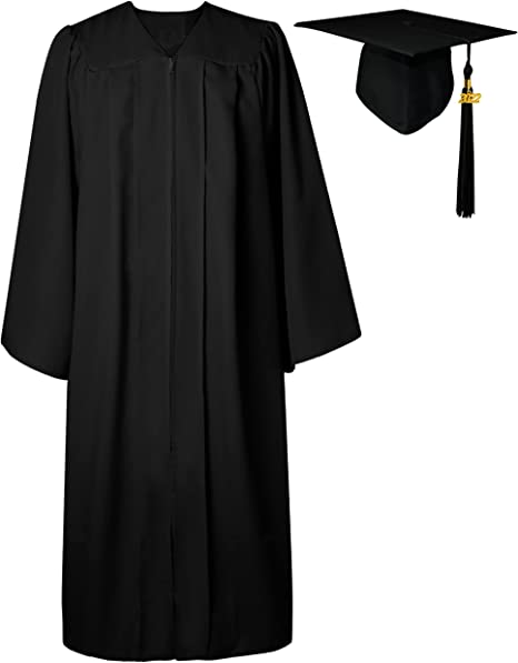 Photo 1 of 2 pack Graduate Pro Matte Graduation Cap and Gown 2022 Set Bulk with Tassel for High School & College black (Size 48) 
