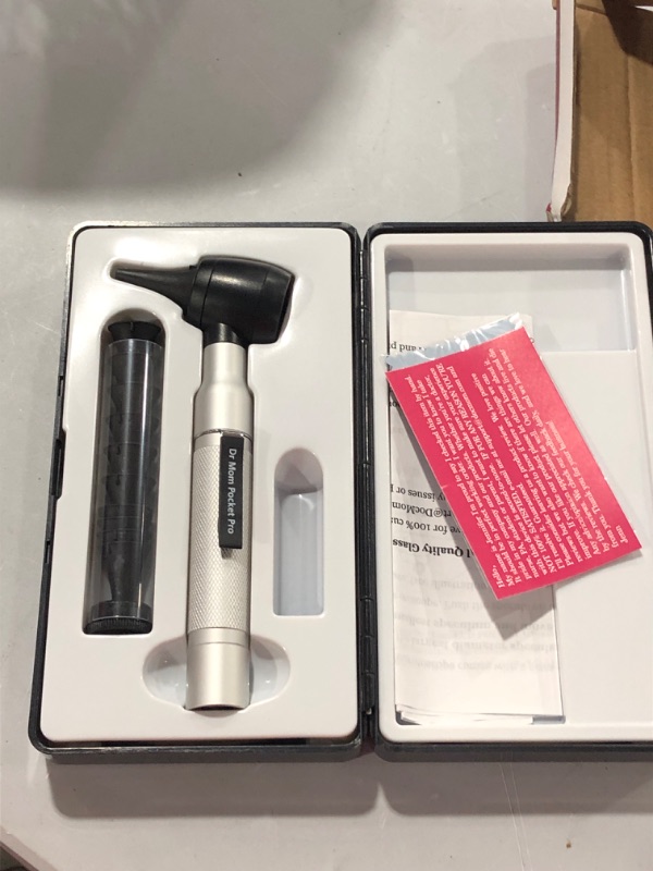 Photo 1 of 4th Generation Doctor Mom LED Pocket Pro Otoscope with both Adult and Pediatric Disposable Specula Tips, Battery, and Protective Hard Plastic Case
