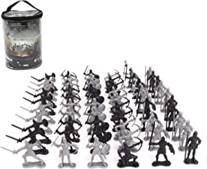 Photo 1 of 60 pcs/lot Sliver Black Ancient Soldier Figures Toy Middle Ages Army Infantry Archer Sword and Shield Swordman Archaic Soldiers Medieval Knights Figures Toy (Size:60pcs)
